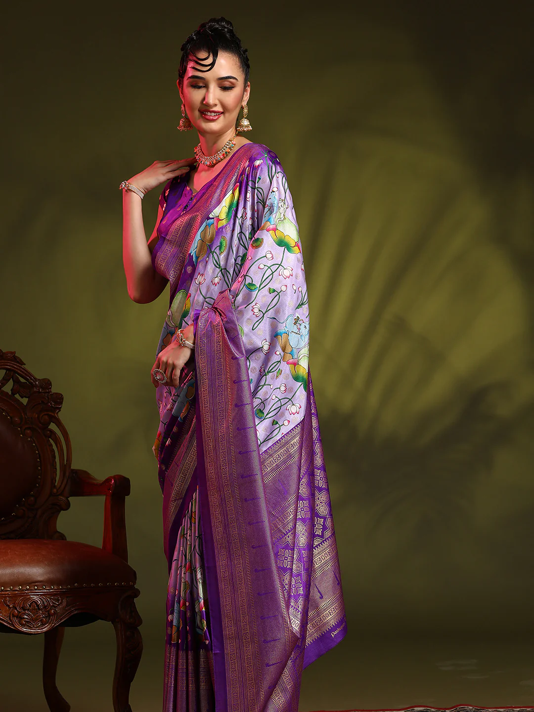 Dola Silk Foil Print Saree