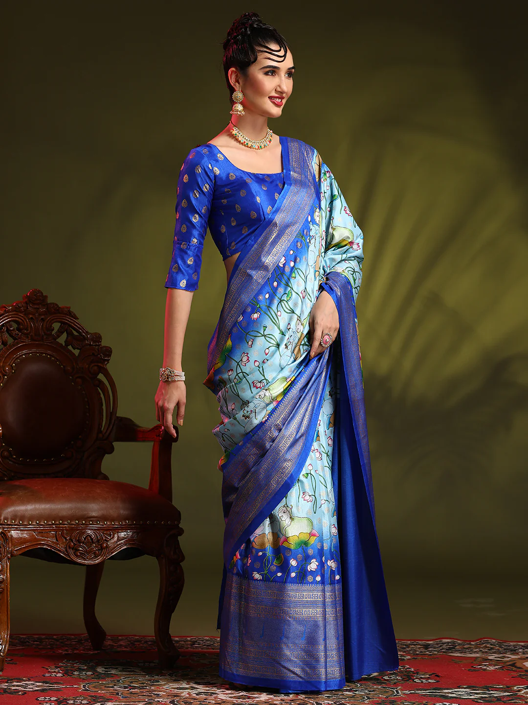 Dola Silk Foil Print Saree