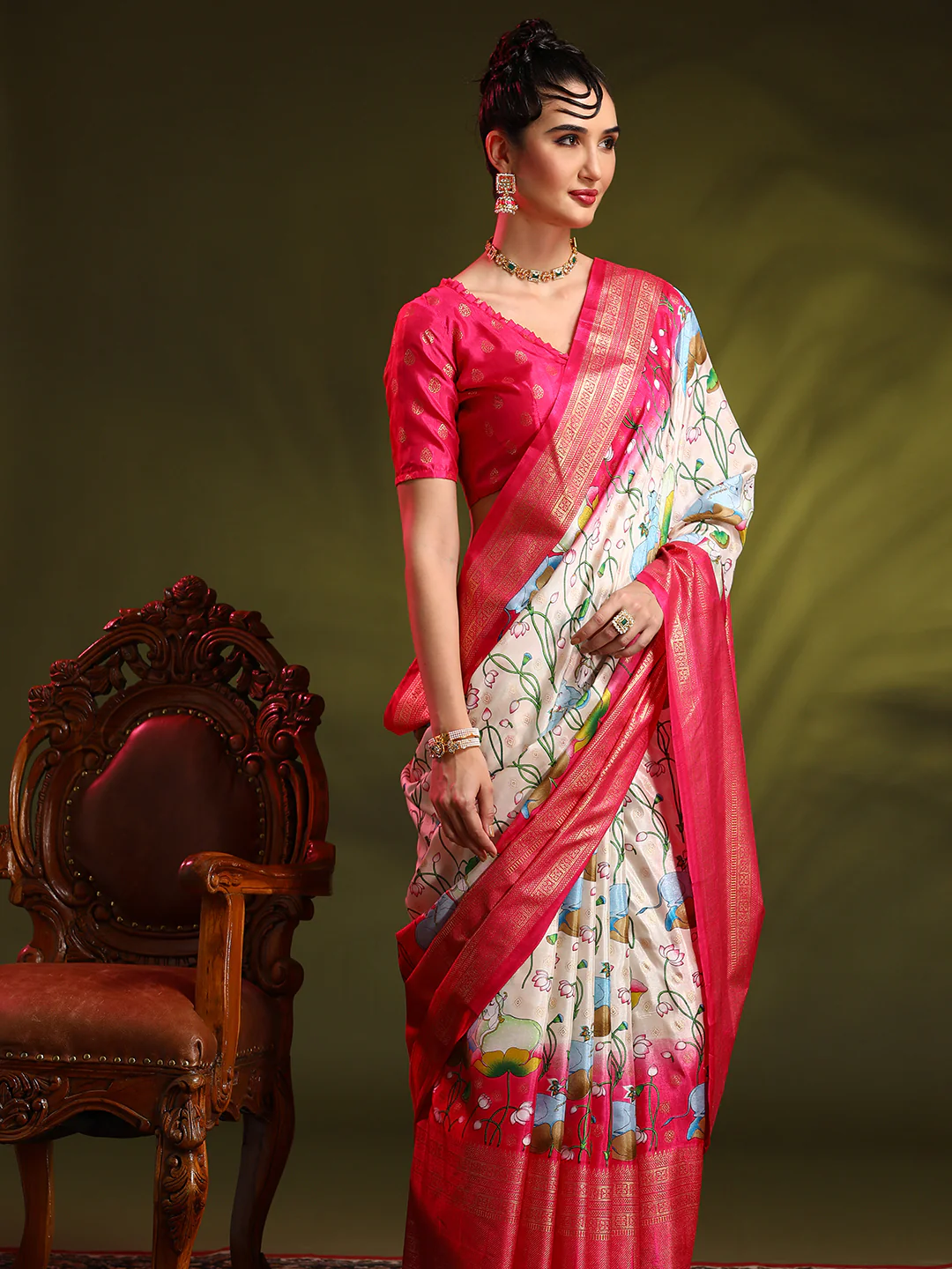 Dola Silk Foil Print Saree