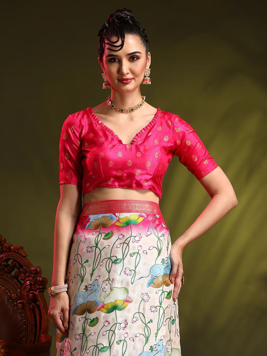 Dola Silk Foil Print Saree