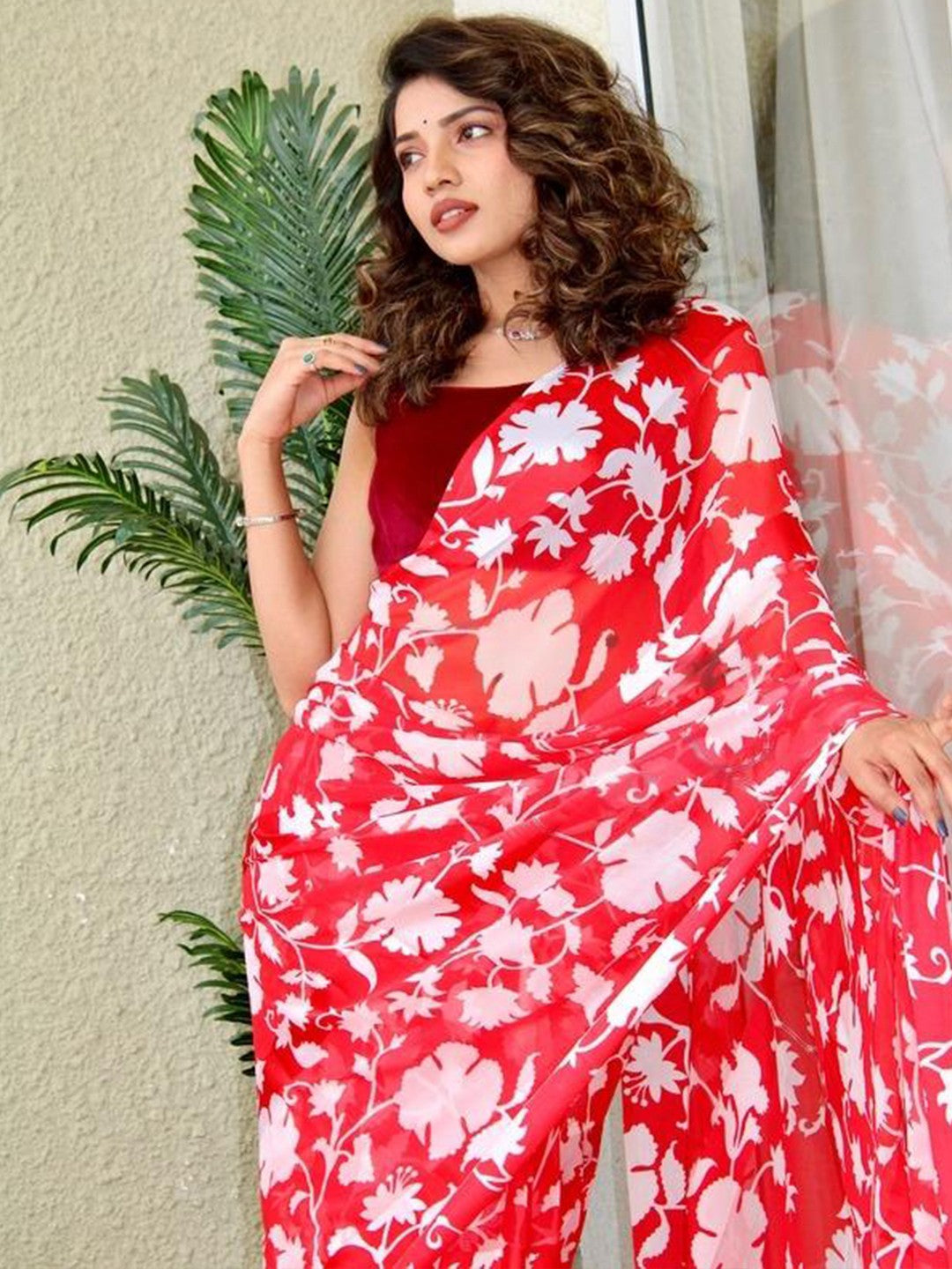 Georgette Satin Patta Print Saree