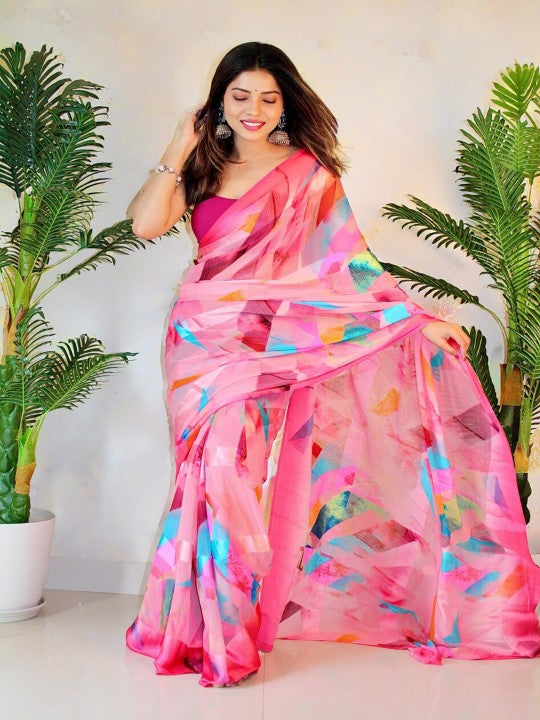 Geometric Printed Georgette Saree
