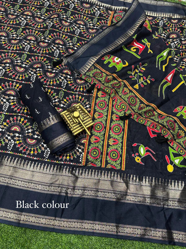 Dola Silk Kalamkari Printed Saree