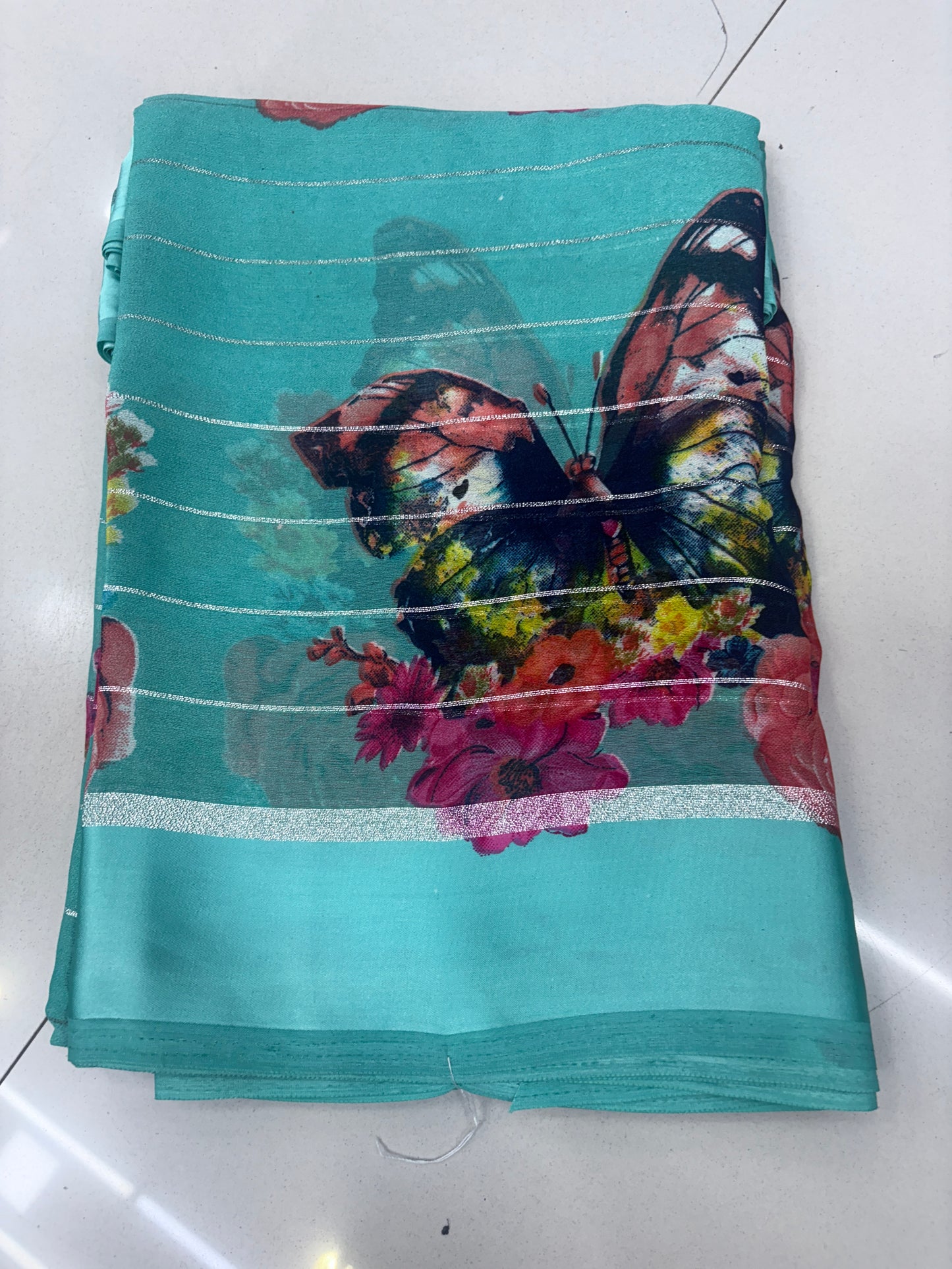 Georgette Butter Fly Print Saree