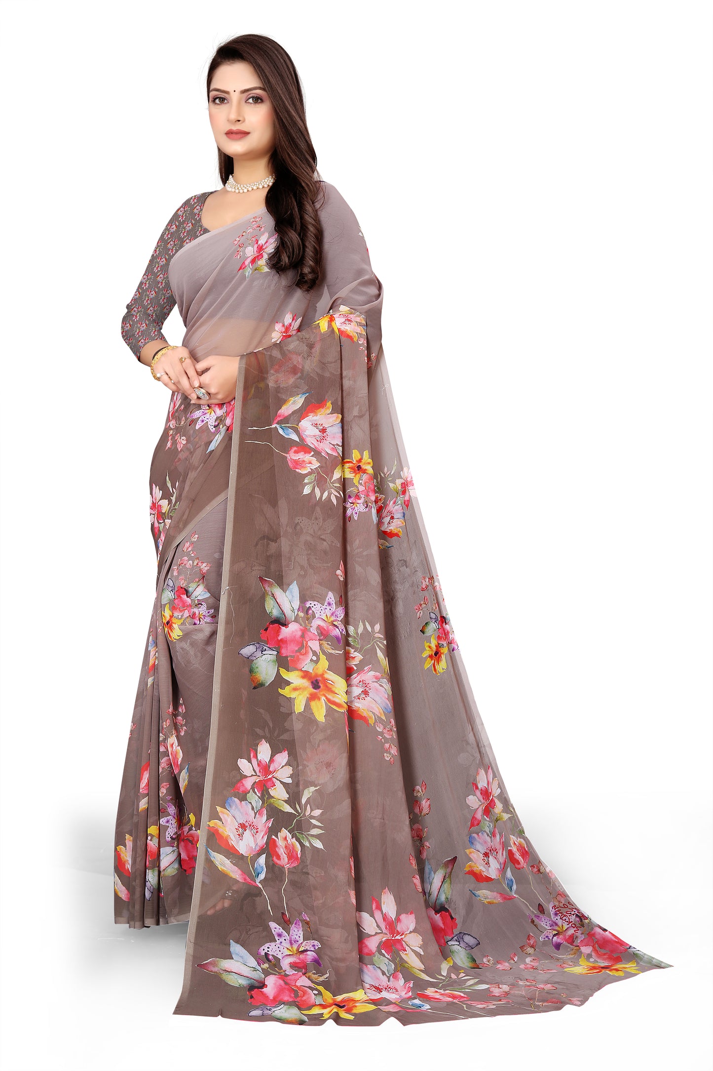 Georgette Flower Digital Print Saree