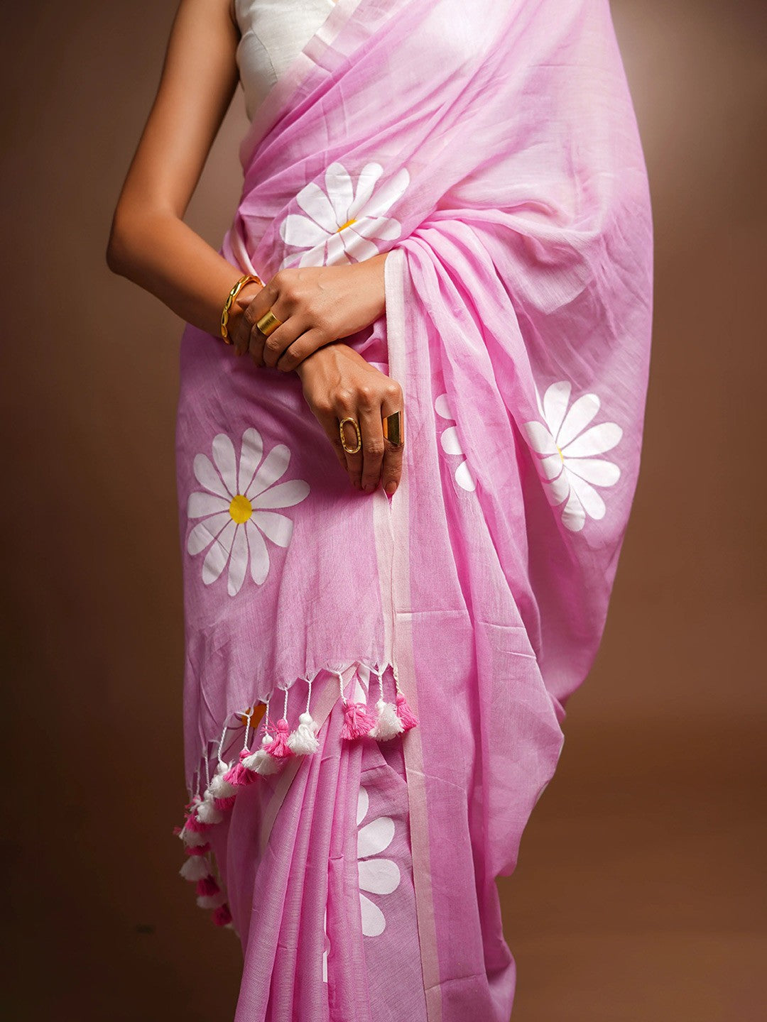 Linen Digital Flower Print Saree