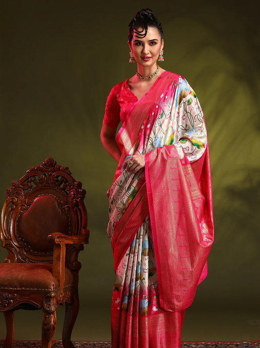Dola Silk Foil Print Saree