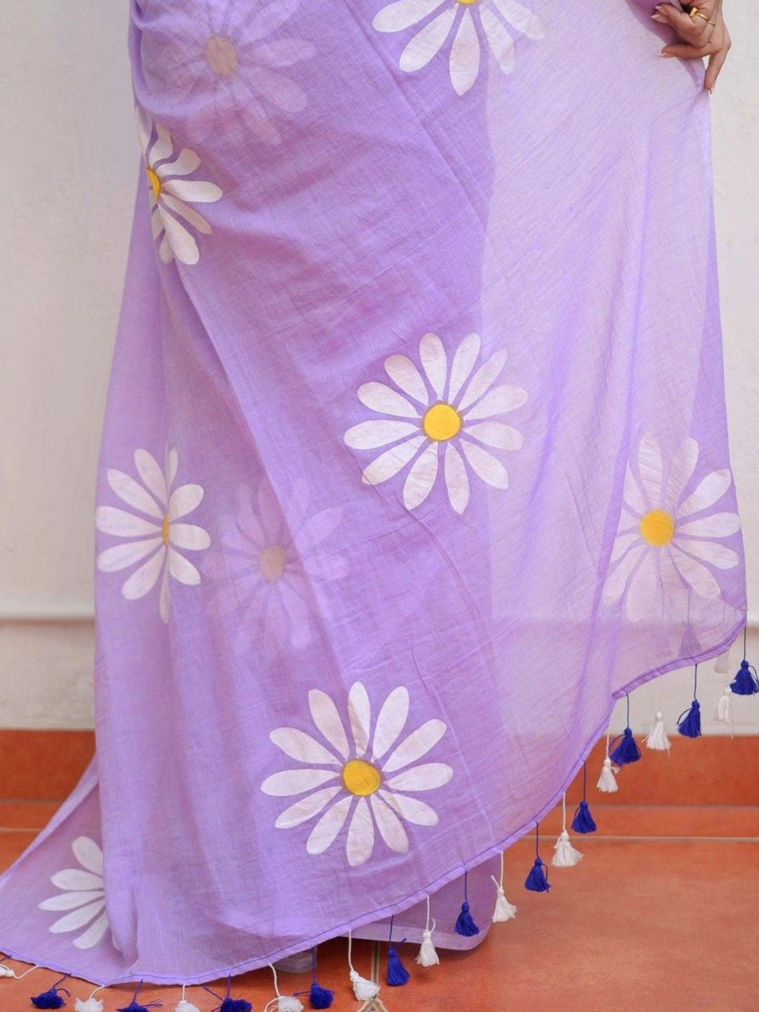 Linen Digital Flower Print Saree