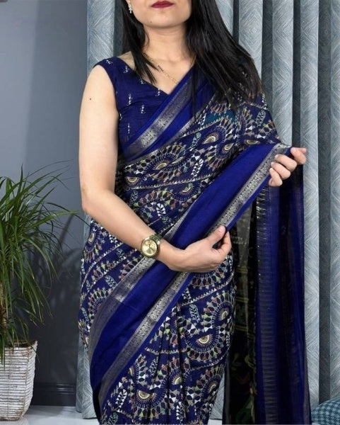 Dola Silk Kalamkari Printed Saree
