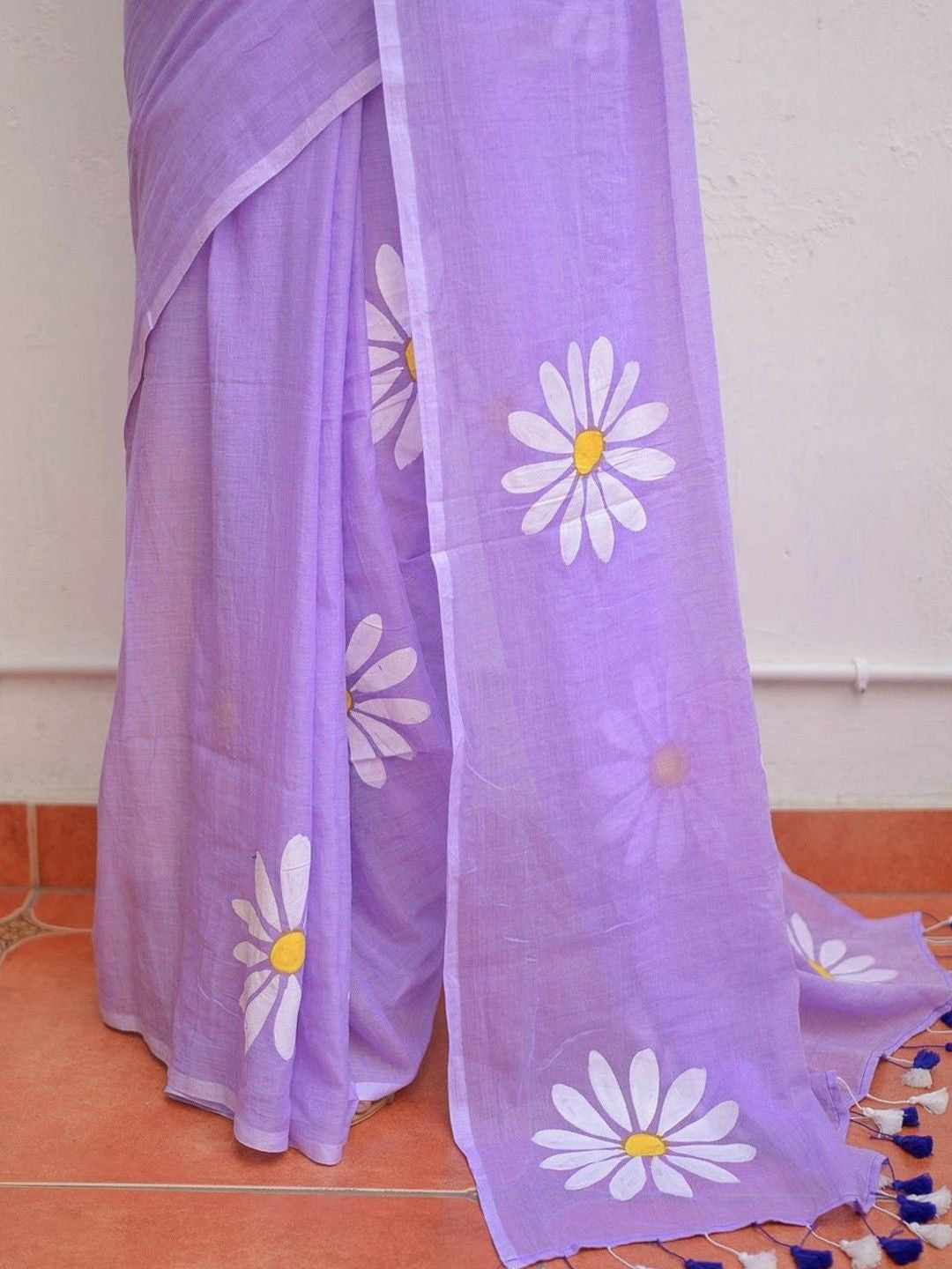 Linen Digital Flower Print Saree