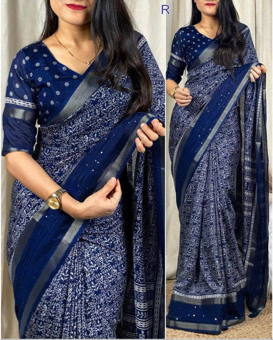 Fancy Dola Silk Saree With Sequence Border