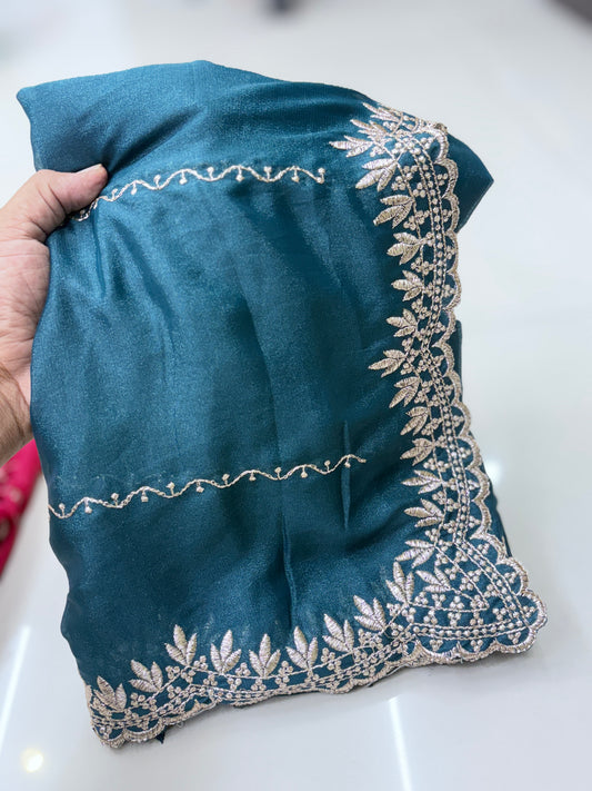 Star Georgette Zari Embroidery Work Saree