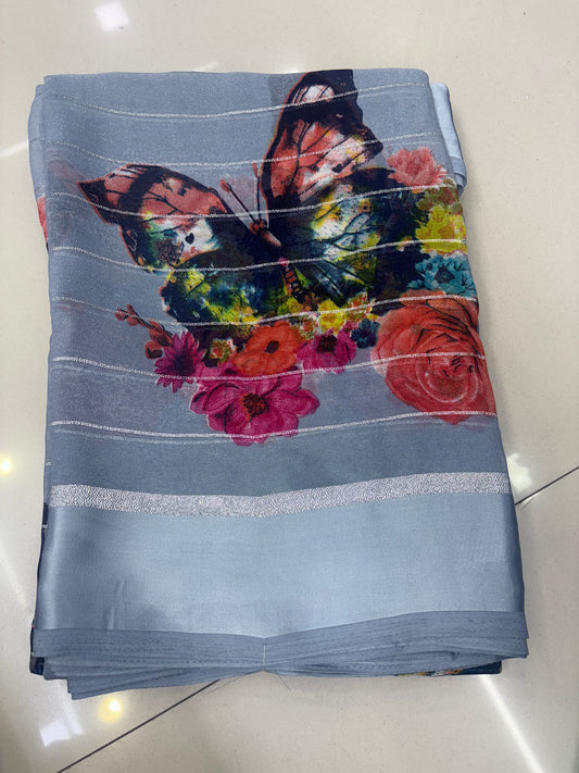 Georgette Butter Fly Print Saree