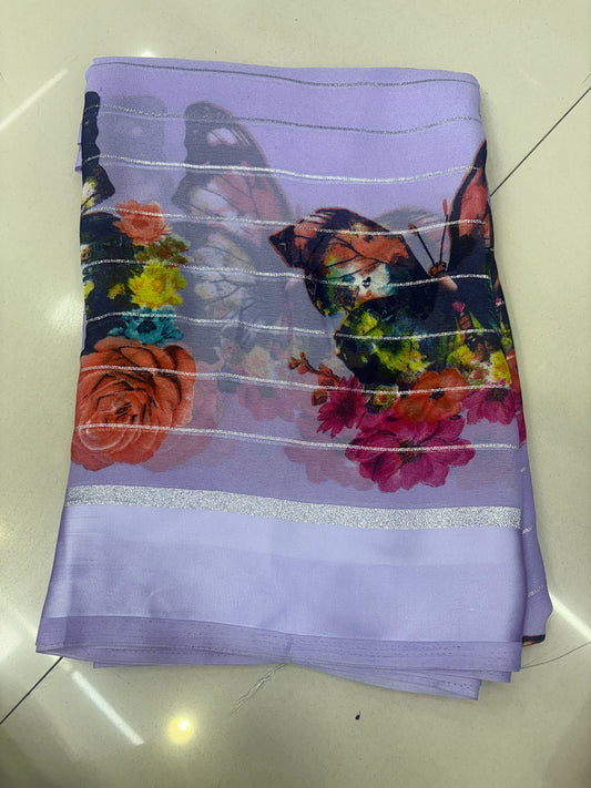 Georgette Butter Fly Print Saree