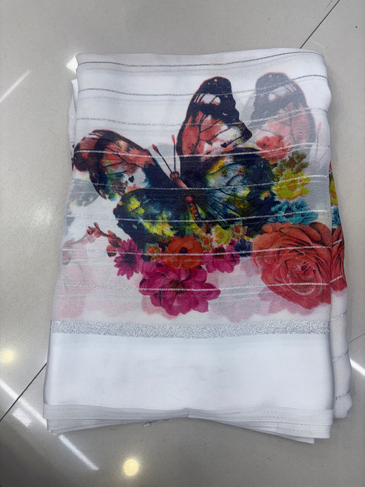 Georgette Butter Fly Print Saree