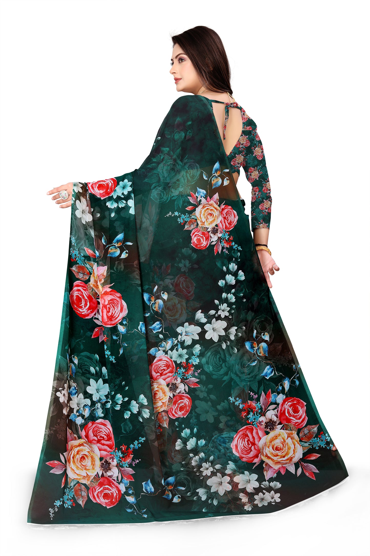 Georgette Flower Digital Print Saree
