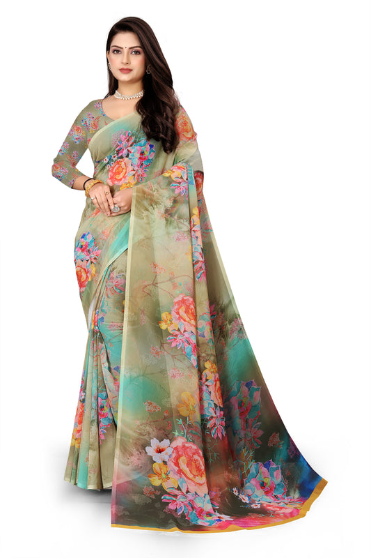Georgette Flower Digital Print Saree