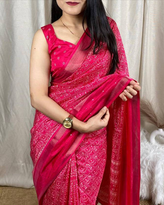 Fancy Dola Silk Saree With Sequence Border